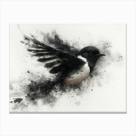 Calligraphic Wonders: Bird In Flight 3 Canvas Print