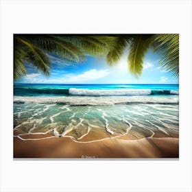 Beach With Palm Trees 1 Canvas Print