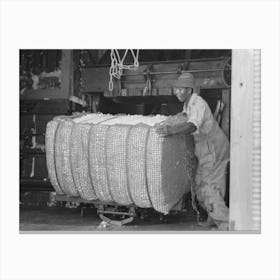 Removing Bales Of Cotton From Gin Press, Lehi, Arkansas By Russell Lee Canvas Print