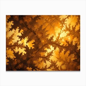 An Abstract Design With Swirling, Golden Tendrils On A Yellow And Orange Background Canvas Print