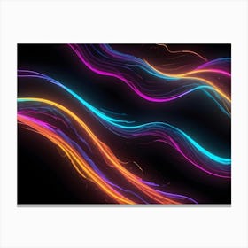 Abstract Image Of Flowing, Colorful Lines That Resemble Waves Or Energy Against A Dark Background 1 Canvas Print