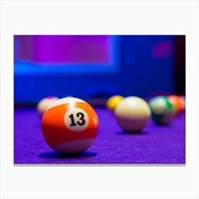 Billiard Balls In A Pool Table 1 Canvas Print