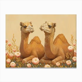 Floral Animal Illustration Camel 2 Canvas Print