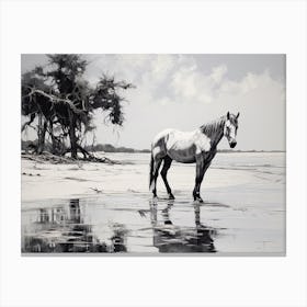 A Horse Oil Painting In Diani Beach, Kenya, Landscape 4 Canvas Print