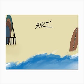 Surfboards In The Sand Canvas Print