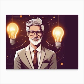 Businessman With Light Bulbs Canvas Print