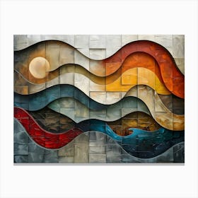 Abstract Wave, Cubism Canvas Print