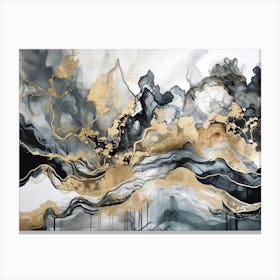 Abstract Black And Gold Painting Canvas Print