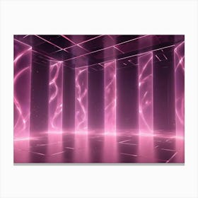 Abstract Image Of A Futuristic Room With Glowing Pink Lines, Creating A Sense Of Depth And Energy Canvas Print