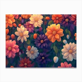 Colorful Flowers Wallpaper 4 Canvas Print