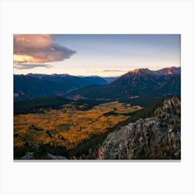 Alpine Landscape Bathed In The Warm Glow Of Autumn Colors Expansive Mountains Stretching Into The H (2) Canvas Print