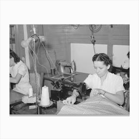 Sewing Ticking For Mattress, Mattress Factory, San Angelo, Texas By Russell Lee Canvas Print