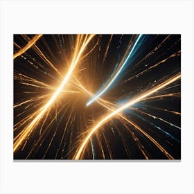 A Black Background With Two Bright, Glowing, Golden Lines Swirling Across The Center, Resembling Energy Streams Or A Futuristic Portal Canvas Print