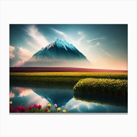 Mountain Reflected In Water Canvas Print