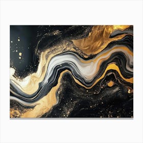 Abstract Black And Gold Painting 1 Canvas Print