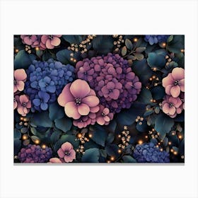 Floral Vintage Background, Dark Seamless Pattern 1 Canvas Print