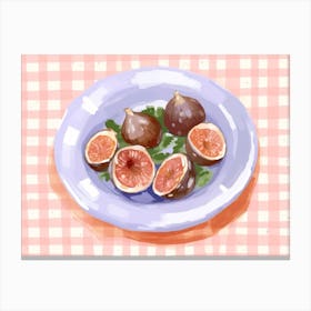 A Plate Of Figs, Top View Food Illustration, Landscape 2 Canvas Print