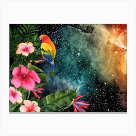 Tropical Synthwave Space Garden #16: Parrot Canvas Print