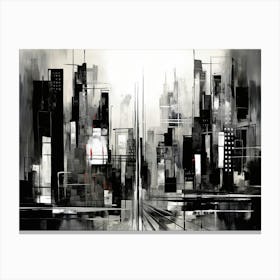 Cityscape Abstract Black And White 8 Canvas Print