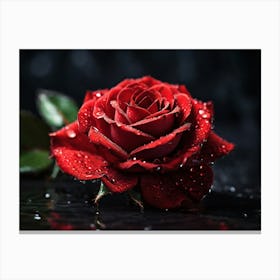 Red Rose With Water Droplets paintings art print Canvas Print