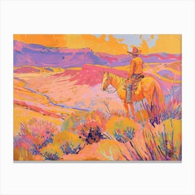 Cowboy Painting Wyoming 3 Canvas Print