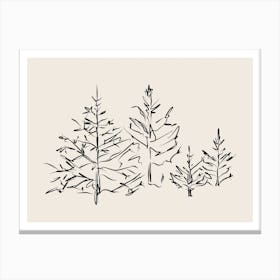 Neutral Winter Trees Landscape Canvas Print