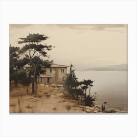 Villa On The Coast Painting Canvas Print