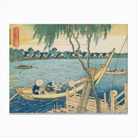 Line Fishing In The Miyato River, Katsushika Hokusai Canvas Print