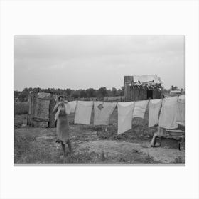 Untitled Photo, Possibly Related To Daughter Of Tenant Farmer Hanging Up Clothes Near Warner, Oklahoma By Canvas Print