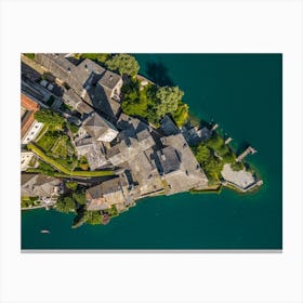 Isola San Giulio, Lake Orta, Italy. Drone photography. Canvas Print