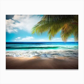 Tropical Beach With Palm Trees 3 Canvas Print