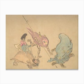 Night Parade of A Hundred Demons Kawanabe Kyosai Vintage Japanese Woodblock Print Yokai 10 Canvas Print