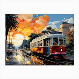 Streetcar At Sunset Canvas Print