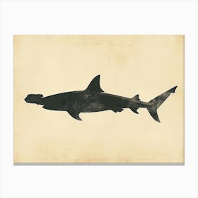 Hammerhead Shark Grey Silhouette 2 Canvas Print