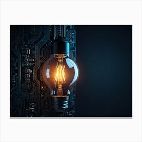 Light Bulb On A Circuit Board Canvas Print