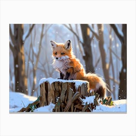 Fox In The Snow 4 Canvas Print