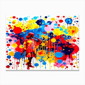 Girl With Paint Splatters, Tie Dye Touch Canvas Print