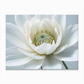 Close Up Of A White Flower With Delicate Petals And A Green Center Canvas Print