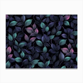 Leaves On A Black Background Canvas Print