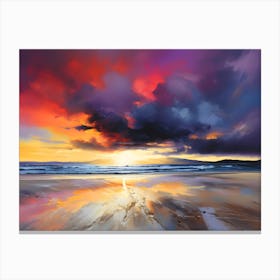 Abstract Colorful Dark Cloud Beach Sunset Canvas Print