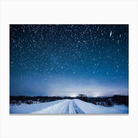 A Majestic Snowy Landscape Of Scandinavia Covering The Background Frost Covered Ground Resting Un (7) Canvas Print