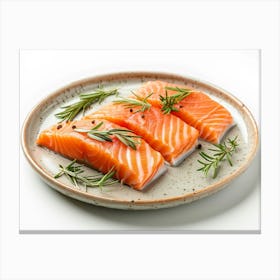 Salmon On A Plate With Rosemary Canvas Print