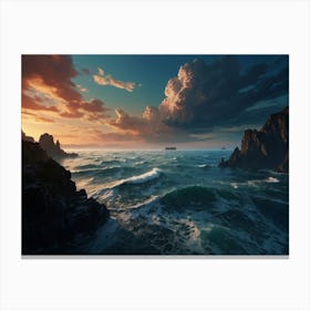 Sunset Over The Ocean 10 Canvas Print