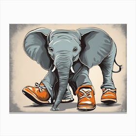 Playful Elephant In Shoes, Whimsical Animal Art, funny art, 1140 Canvas Print