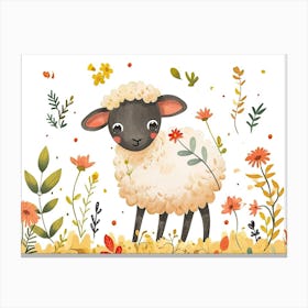 Little Floral Sheep 3 Canvas Print