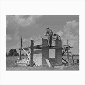 Food Storage, Forms Stripped From Walls, Bolting On Plates For Roof Construction, Southeast Missouri Farm Canvas Print