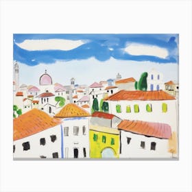 Vicenza Italy Cute Watercolour Illustration 1 Canvas Print