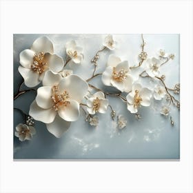 White Flowers On A Branch Canvas Print