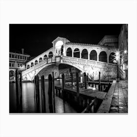 Venice Rialto Bridge at Night Canvas Print