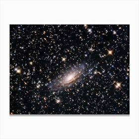 A Dazzling Galaxy Captured Through A Powerful Lens With Bright Shimmering Stars Scattered Across T (4) Canvas Print